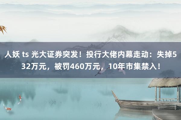 人妖 ts 光大证券突发！投行大佬内幕走动：失掉532万元，被罚460万元，10年市集禁入！