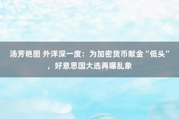 汤芳艳图 外洋深一度：为加密货币献金“低头”，好意思国大选再曝乱象