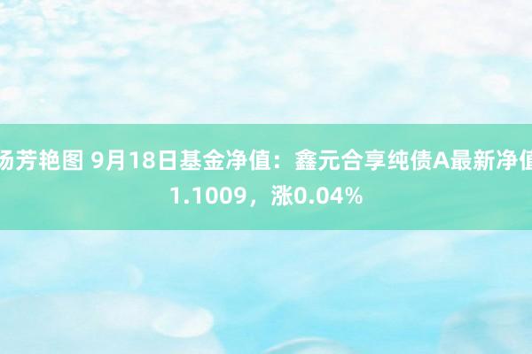 汤芳艳图 9月18日基金净值：鑫元合享纯债A最新净值1.1009，涨0.04%