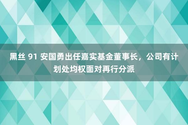 黑丝 91 安国勇出任嘉实基金董事长，公司有计划处均权面对再行分派