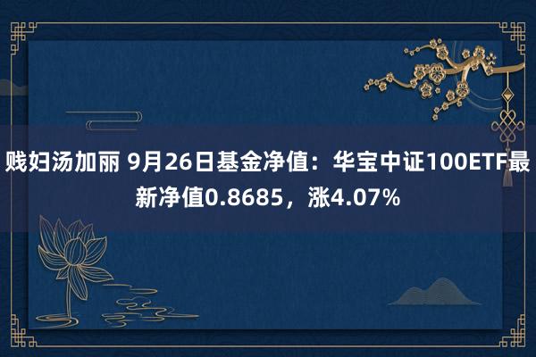 贱妇汤加丽 9月26日基金净值：华宝中证100ETF最新净值0.8685，涨4.07%