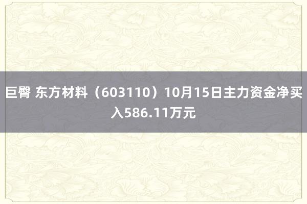 巨臀 东方材料（603110）10月15日主力资金净买入586.11万元