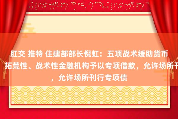 肛交 推特 住建部部长倪虹：五项战术缓助货币化安置房，拓荒性、战术性金融机构予以专项借款，允许场所刊