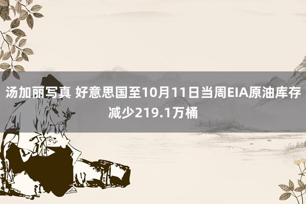 汤加丽写真 好意思国至10月11日当周EIA原油库存减少219.1万桶