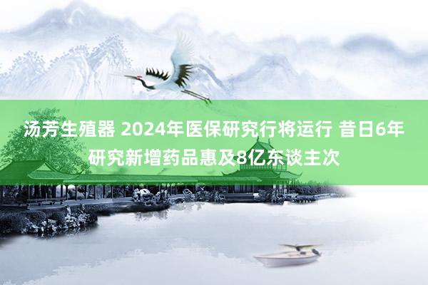 汤芳生殖器 2024年医保研究行将运行 昔日6年研究新增药品惠及8亿东谈主次