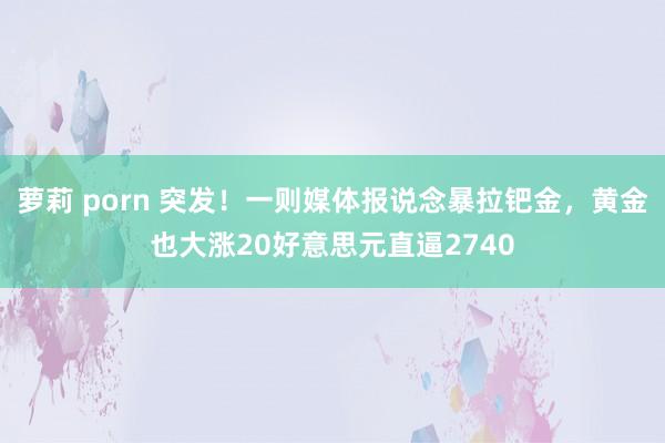 萝莉 porn 突发！一则媒体报说念暴拉钯金，黄金也大涨20好意思元直逼2740