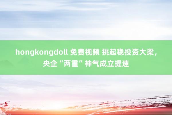 hongkongdoll 免费视频 挑起稳投资大梁，央企“两重”神气成立提速