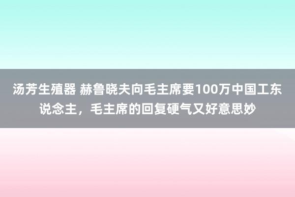 汤芳生殖器 赫鲁晓夫向毛主席要100万中国工东说念主，毛主席的回复硬气又好意思妙