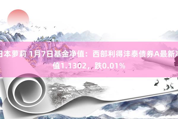 日本萝莉 1月7日基金净值：西部利得沣泰债券A最新净值1.1302，跌0.01%