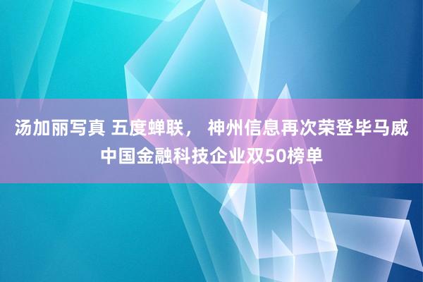 汤加丽写真 五度蝉联， 神州信息再次荣登毕马威中国金融科技企业双50榜单