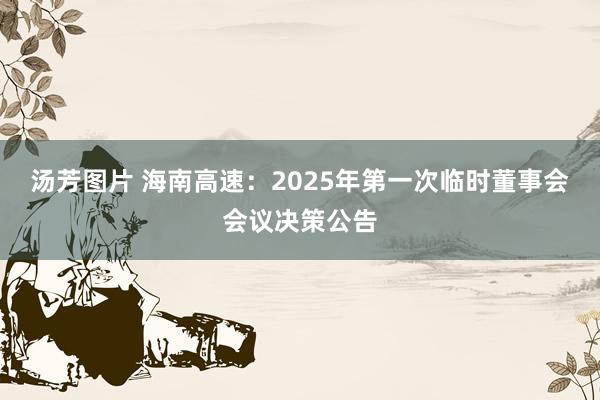 汤芳图片 海南高速：2025年第一次临时董事会会议决策公告