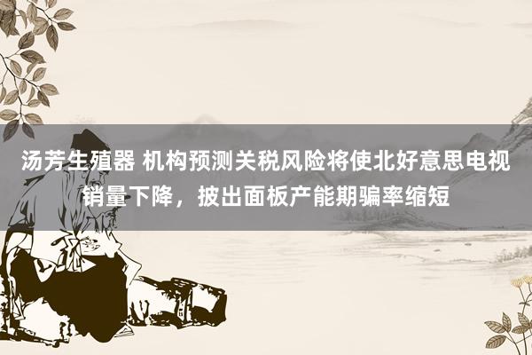 汤芳生殖器 机构预测关税风险将使北好意思电视销量下降，披出面板产能期骗率缩短